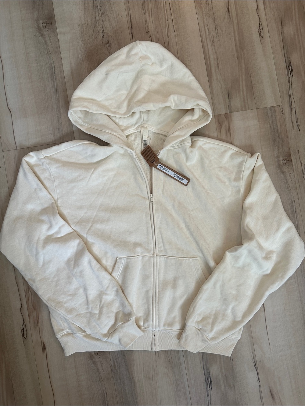 SKIMS French Terry Cream Full-Zip Hooded Sweatshirt NWT